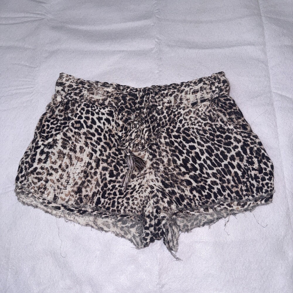 Rewash Leopard Print Mini Shorts Size Small Frayed Comfortable Breathable